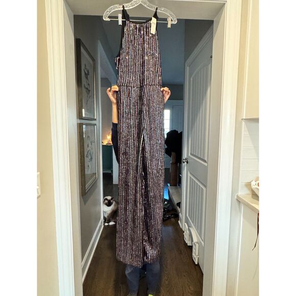 Anthropologie Maeve Disco Halter Jumpsuit Sz 0 | Waist 14″, Length 55″ NWT - Picture 6 of 8